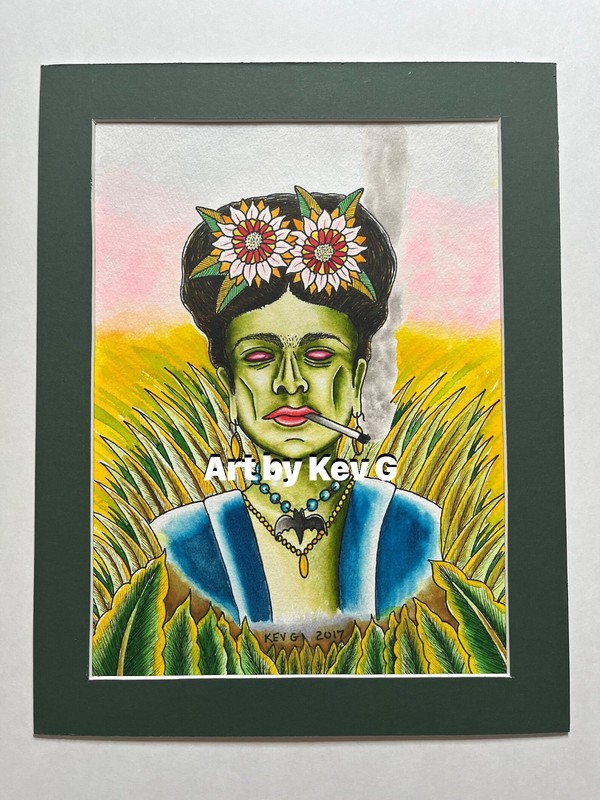 ORIGINAL Tattoo Style Watercolor Painting ~ Zombie Frida Kahlo ~ NOT A PRINT