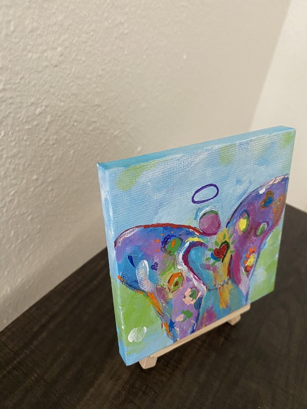 4x4 Canvas With Easel Angel Acrylic painting gallery