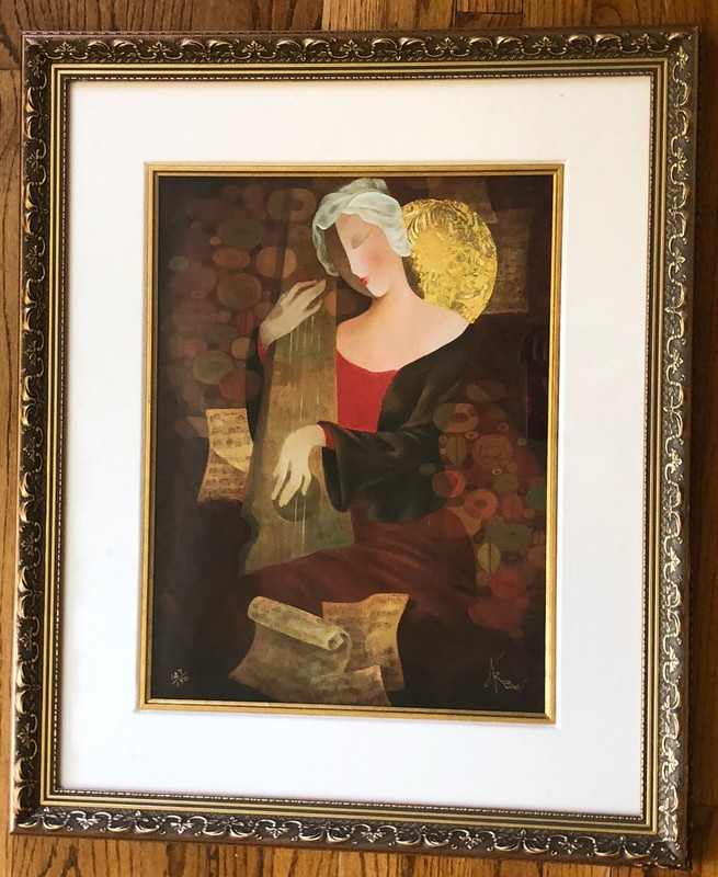 Arbe Oil Painting Canvas Signed Numbered Woman Playing Instrument Berberyan 127