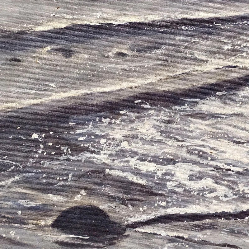Monochrome Oil, Coastal Scene Sight - 19 1/2 x 23 7/8 Frame - 23 x 27 gallery