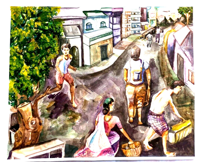 A beautiful landscape painted by watercolor on paper.