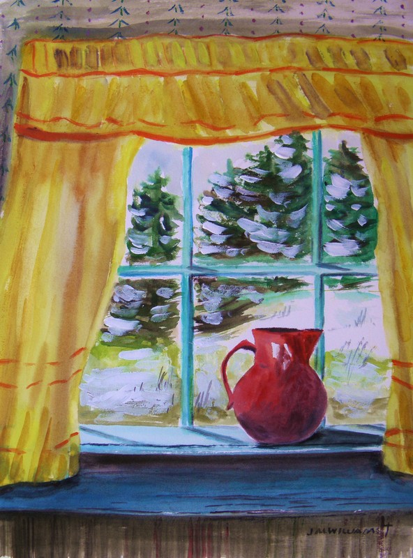 ORIGINAL Window Snow LANDSCAPE WATERCOLOR Painting JMW art John Williams scene