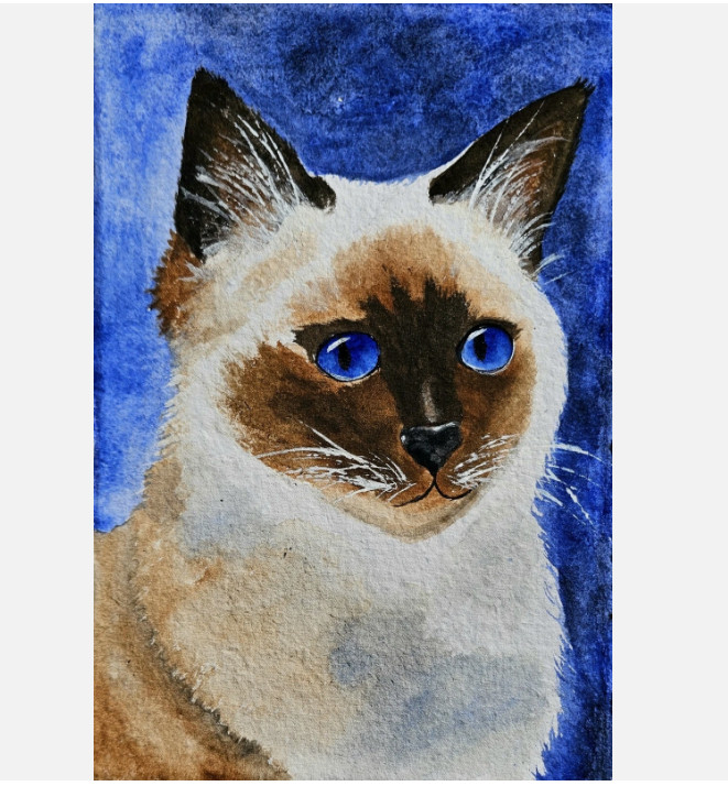 Siamese Cat Watercolor Painting – Handmade Artwork for Your Wall Animal