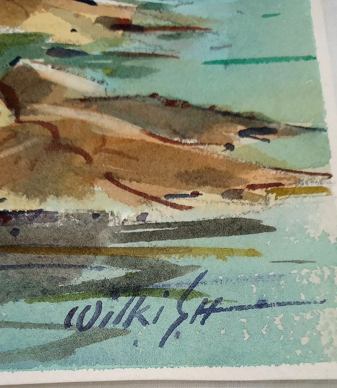 ORIGINAL WATERCOLOR PAINTING Hand Painted Artist SIGNED Green Ocean Matte Paper gallery