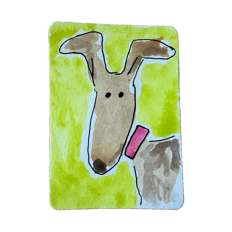 ACEO By PhDesigns «Ms. Hound» Watercolor OOAK Hounds series 2.5×3.5 Unframed