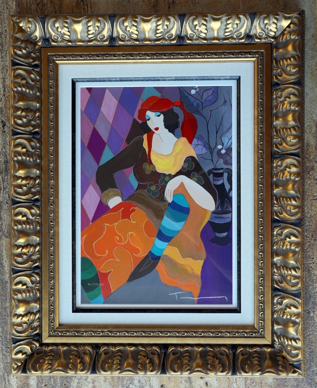 Itzchak Tarkay: «Gitana» Serigraph, signed & numbered 12×16 in 22×27 frame