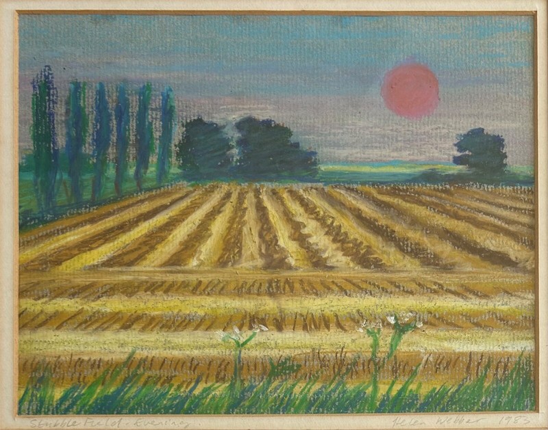 Helen Webber - original, signed, framed pastel on paper "Stubble Field-Evening" gallery
