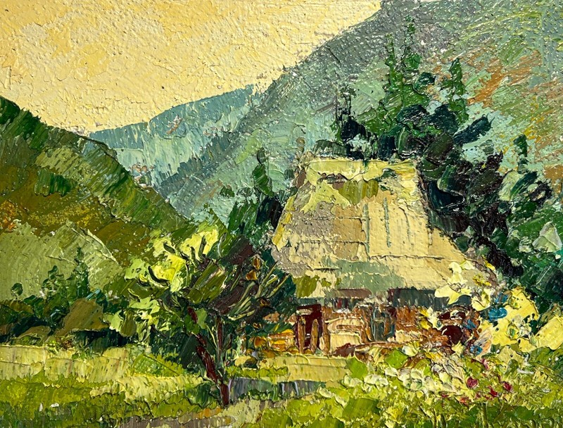 Oil painting An old house Ukrainian painter Paper Framed original landscape gallery