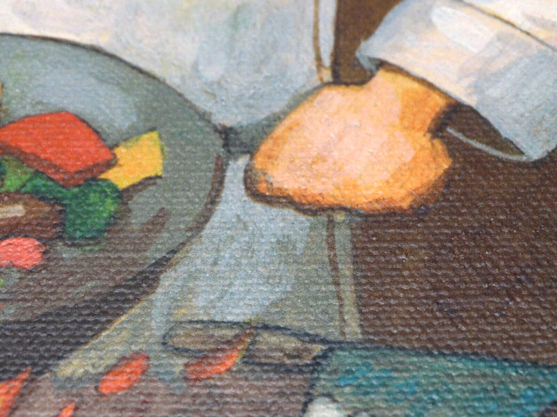 Chinese Chef Wok-Man Wall Art By John Howard Framed Canvas Print EUC gallery