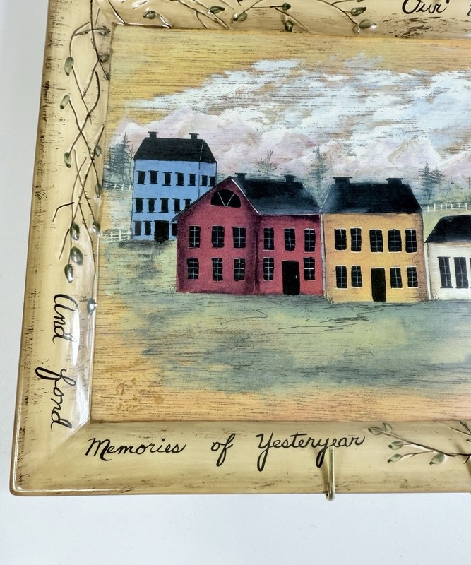 Hand Painted Salt Box Houses by PAT FISHER Folk Art Ceramic Hanging Wall Decor gallery