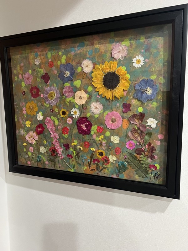 Original. Mixed Acrylic Paint With Pressed Flowers gallery