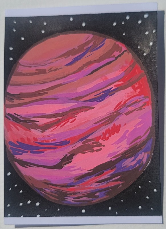 ACEO Original, Abstract Space 2MASS J2126, Mini Art Painting, Exoplanets