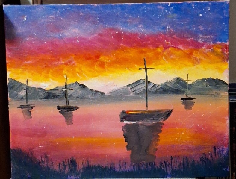 Fire Sky 12, Acrylic Painting – 16×20 Hand Painted Artwork on Canvas