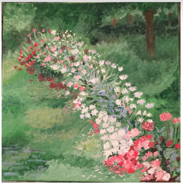 Original Pink Peonies Tulips Roses Iris red Floral Impressionist painting