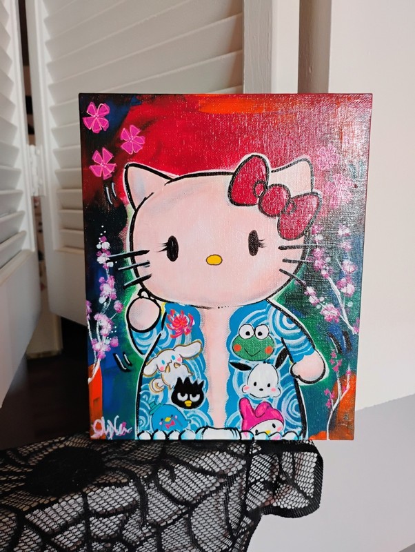 Original hand-painted Hello Kitty #2 my melody tattoo Yakuza Baddie painting gallery