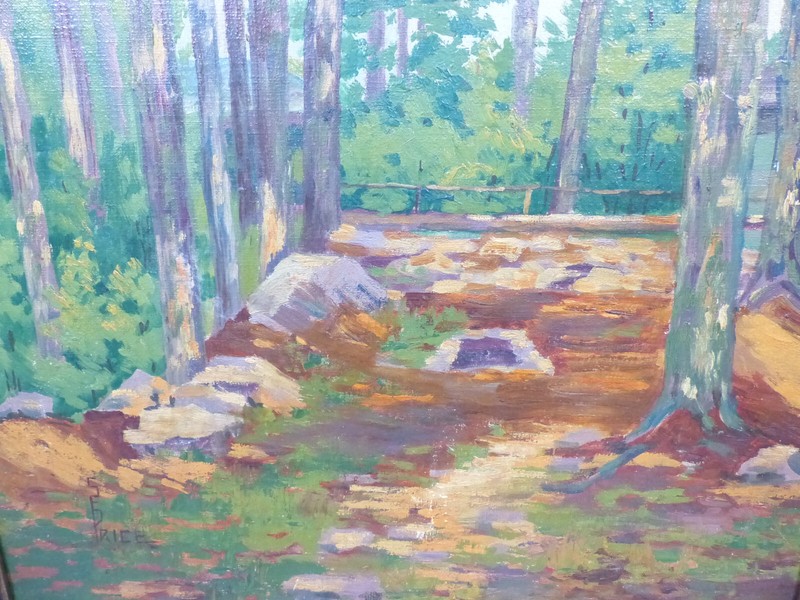 1900's Wooded Landscape Impressionist Arts & Crafts Oil Painting by S F Price gallery