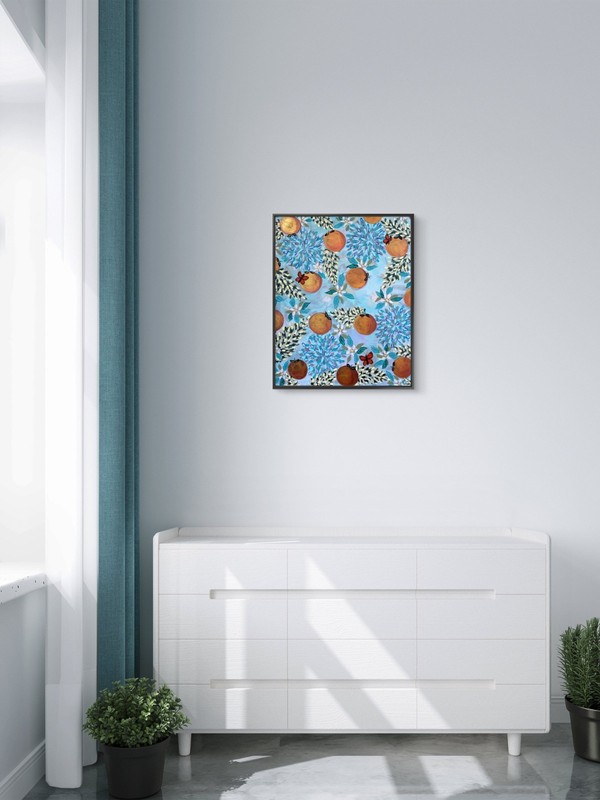 Golden Citrus Garden Symphony – Original Orange Floral Painting 24x30 Canvas 1 gallery
