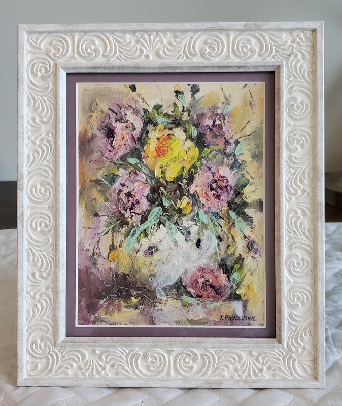 Original Oil painting Roses Signed T. Pavlovska Impressionism Flowers Latvia