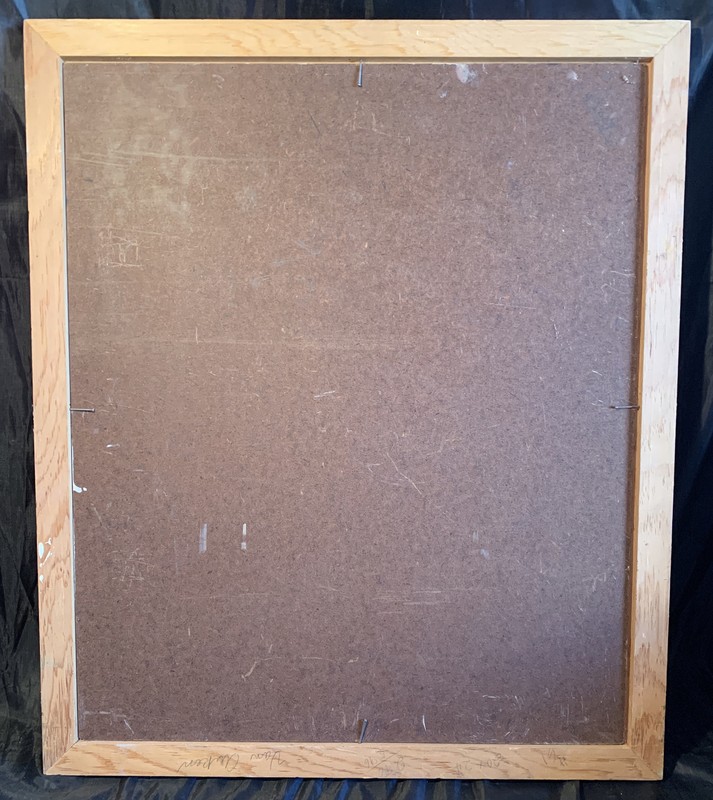Vintage Portrait Oil Painting On Wood Signed By Artist 22 1/2”x26 1/2” In Frame gallery