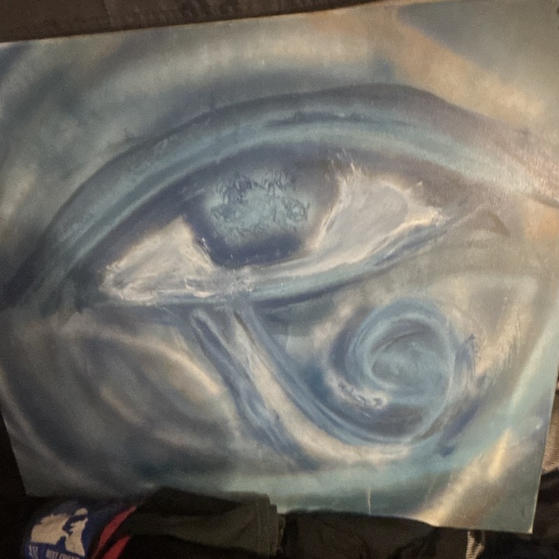 Abstract Blue Eye Canvas Painting, Unframed Single Piece Art