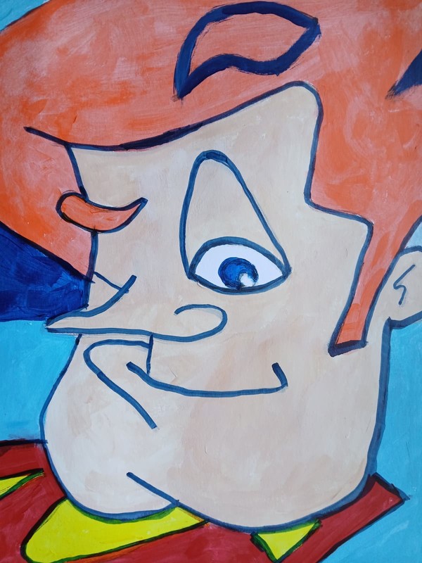 Abstract/Expressionism 9 x 12 Abstract Super Guy one of a kind Art Painting gallery
