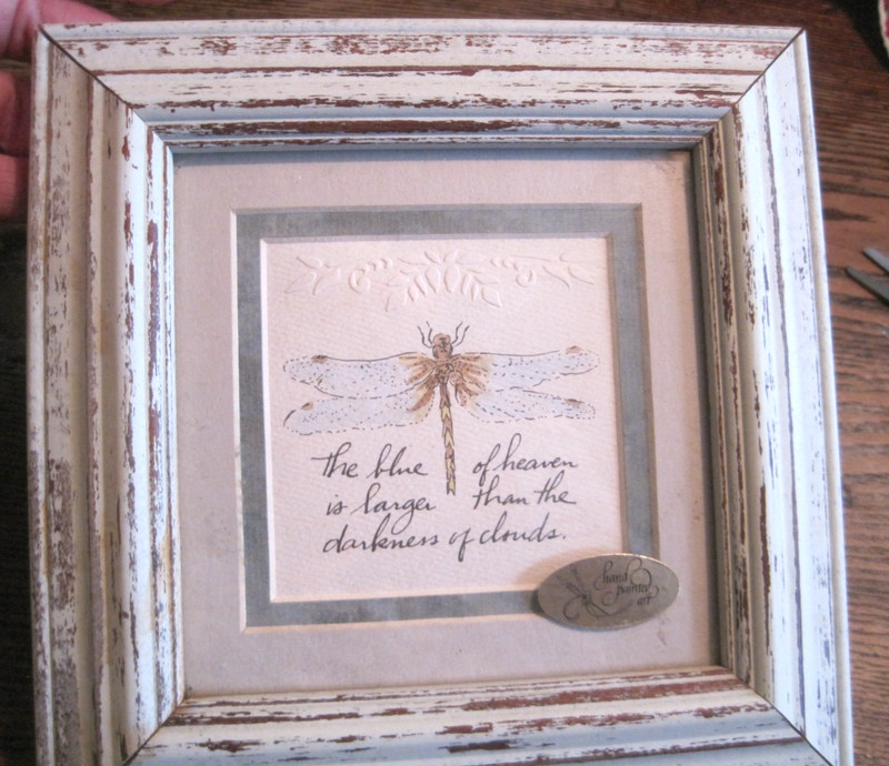 MPRESSIONS DRAGONFLY EMBOSSED HANDPAINTED PICTURE DISTRESSED WOOD FRAME