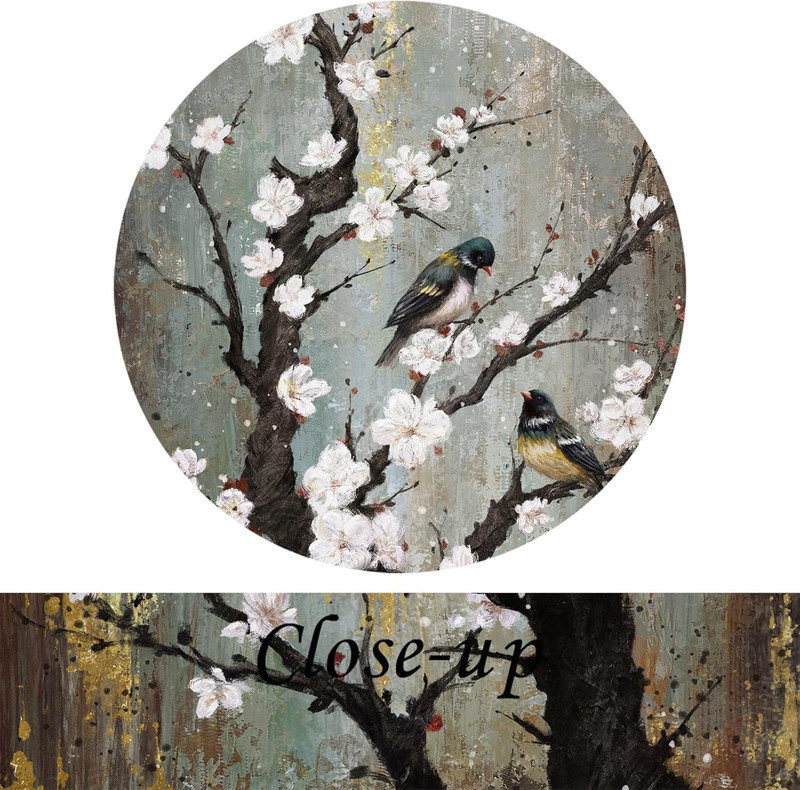 Elegant Birds on Plum Blossom Canvas Art - 20x40 Inch Floral Decor gallery