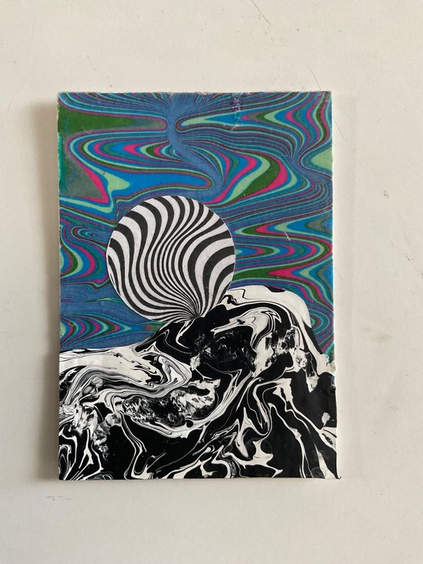 aceo original art abstract black and white collage oddities psychedelic 2.5×3.5