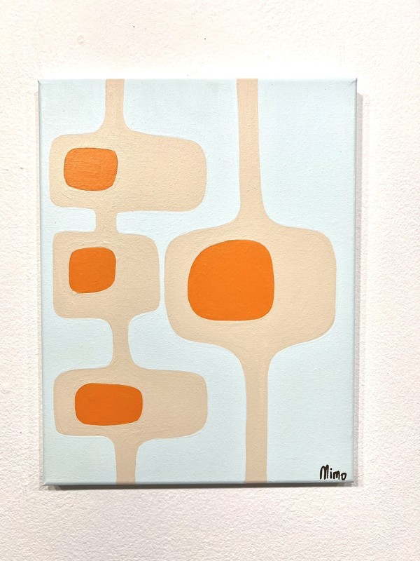 Mid Century Modern Style geometric abstract painting on canvas original artwork