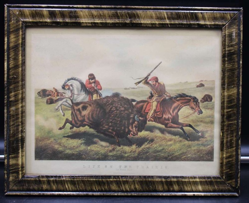 Currier And Ives Life On The Prairie The Buffalo Hunt Framed Artwork D13258