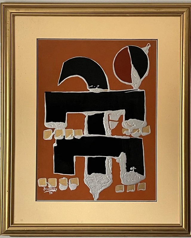 RON BLUMBERG VINTAGE MODERN ABSTRACT CUBIST OIL PAINTING OLD CUBISM MODERNISM