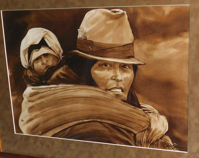 FINE ORIGINAL SIGNED LATIN AMERICAN WATERCOLOR gallery