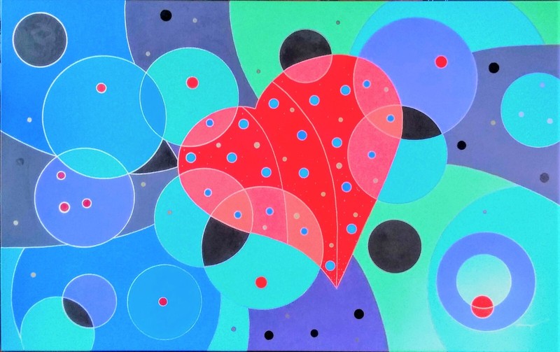 30″X48″ acrylic Abstract Painting Canvas popart modernart heart celestial love