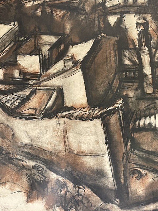 SHELDON C SCHONEBERG MODERN ABSTRACT PAINTING VINTAGE CUBISM EXPRESSIONIST 1960s gallery