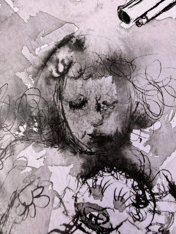 INK On CARDBOARD SKETCH ALAIN DONATE 19"x 27"cuban Artist ORIGINAL ART PAINTING gallery
