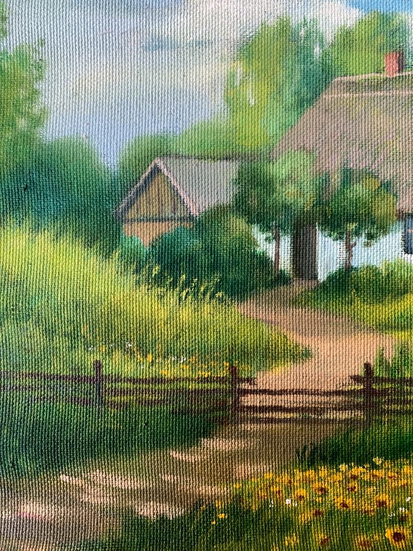 Oil Painting Country Coziness M. Burdylo Unframed Original Decor Art nAAA3409 gallery