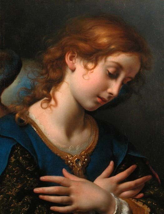 Oil painting Carlo Dolci Angel for Coronation of the Virgin canvas art
