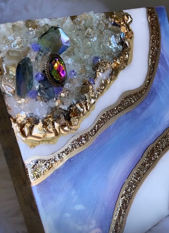 geode art resin Violet And Gold 10 X 10 gallery