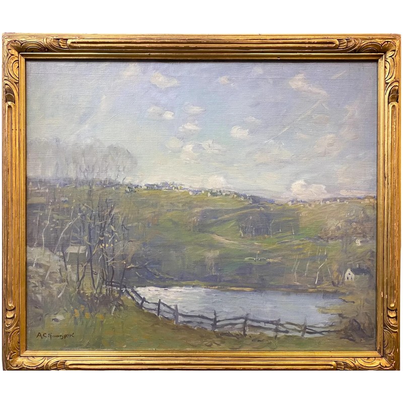 A.C. Goodwin Oil Painting, Golf Course, Possibly the Country Club, Brookline MA
