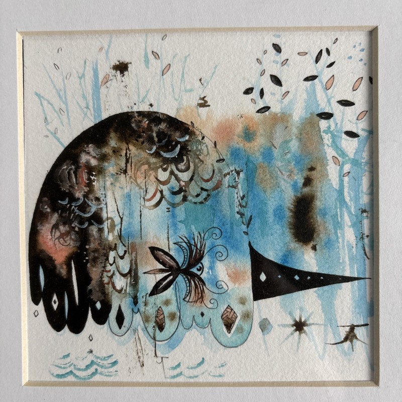 Max Kauffman - Sail Through - Original 5x5 Watercolor Painting - Framed gallery