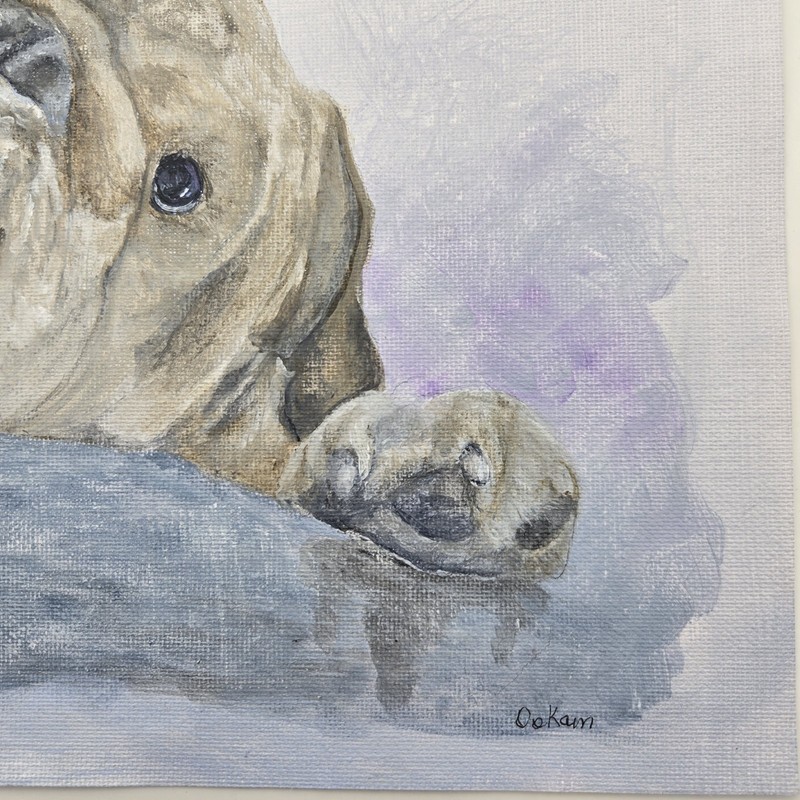 Bulldog Portrait Original Acrylic Painting 9x12 Dog Canvas Art gallery