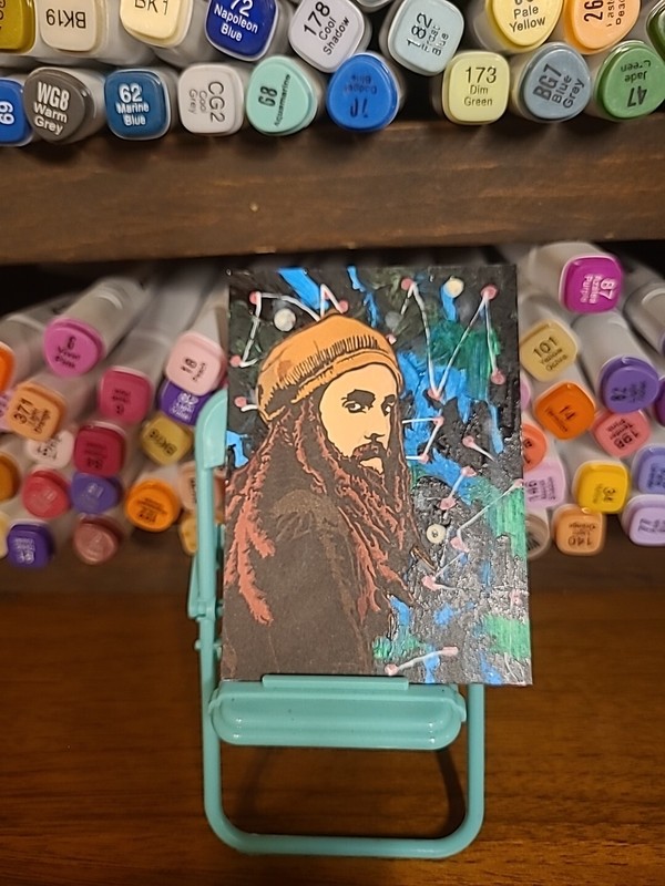 Original Painting ACEO Card Dreadlocks Isreal Abstract Background Raggae Music I gallery