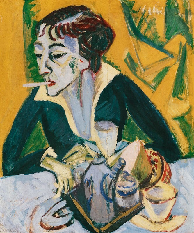 Ernst Ludwig Kirchner(Handmade) Signed Oil Painting Canvas 16×24 Expressionism..