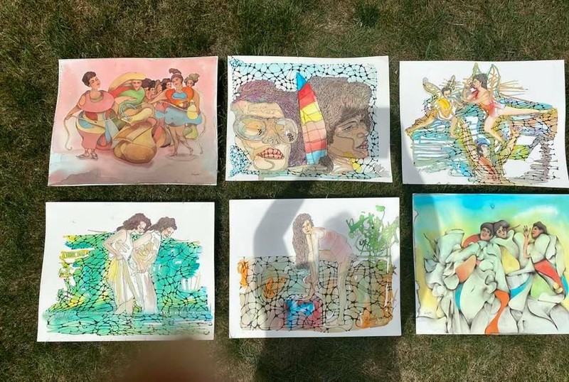 Lot of 6 1989-91 Rafael Sanchez Expressionist Original Water Colors Signed
