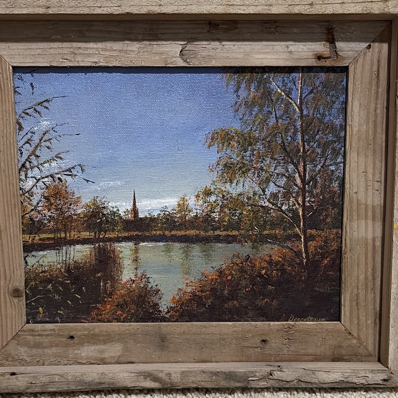 1972 Original Set Framed Signed Oil on Canvas Paintings by Artist Descoteaux gallery