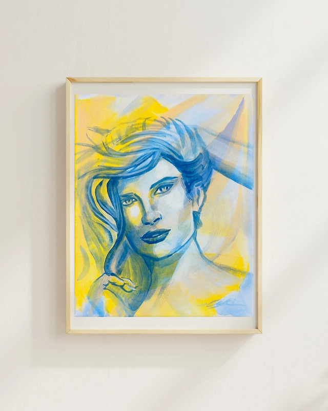 OSKI Cerulean Beam Portrait 8×10 Canvas Fine Art Original Expressionism Painting
