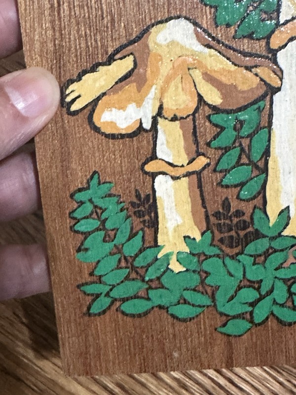 Vintage Mushroom Painting On Wood Board MCM Wall Art gallery