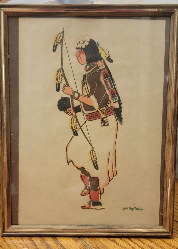 Jose Rey Toledo (1915-1994) Rare Printing Watercolor Warrior On Paper 11 X 8