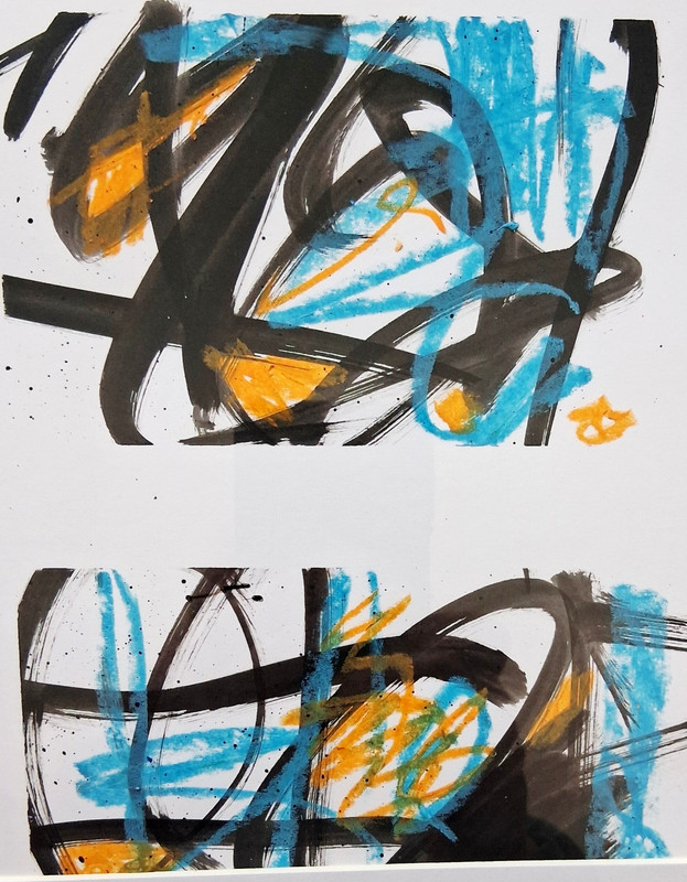 Original Colorful Abstract 16x11 Acrylic & Ink Painting on Paper Modern gallery