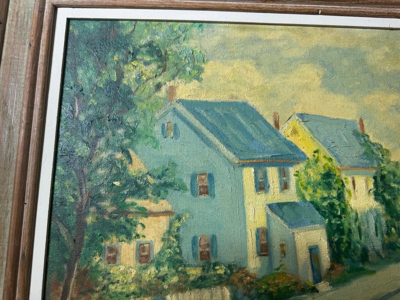 L Volz 1954 "Village Landscape Scene" Oil Painting - Signed And Framed gallery